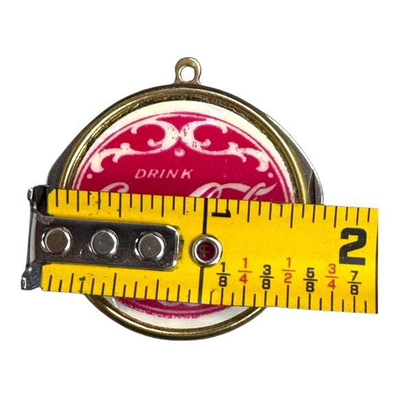 Vintage Red & White Coca-Cola Round Cigar Knife w/ Circlet Loop for Chain 5 cent - Picture 4 of 5